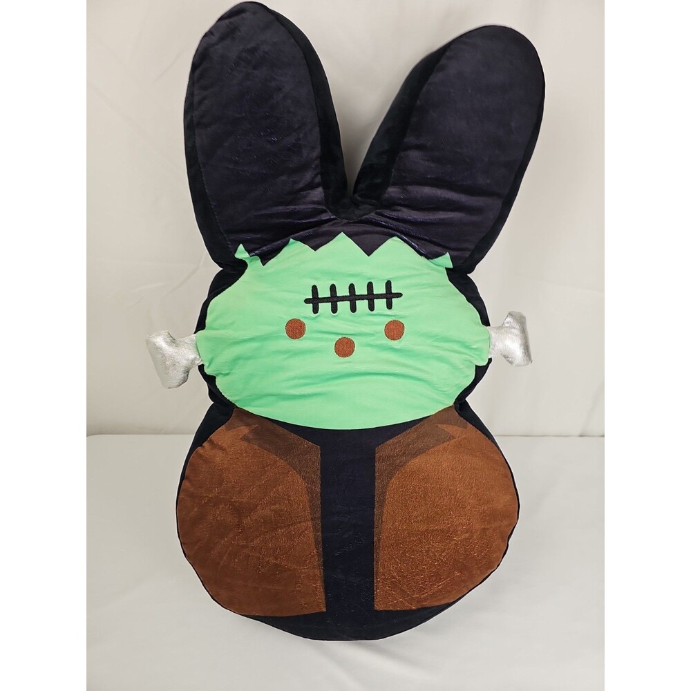 Peeps Frankenstein Bunny Plush Pillow Halloween Decor Green Monster 24"